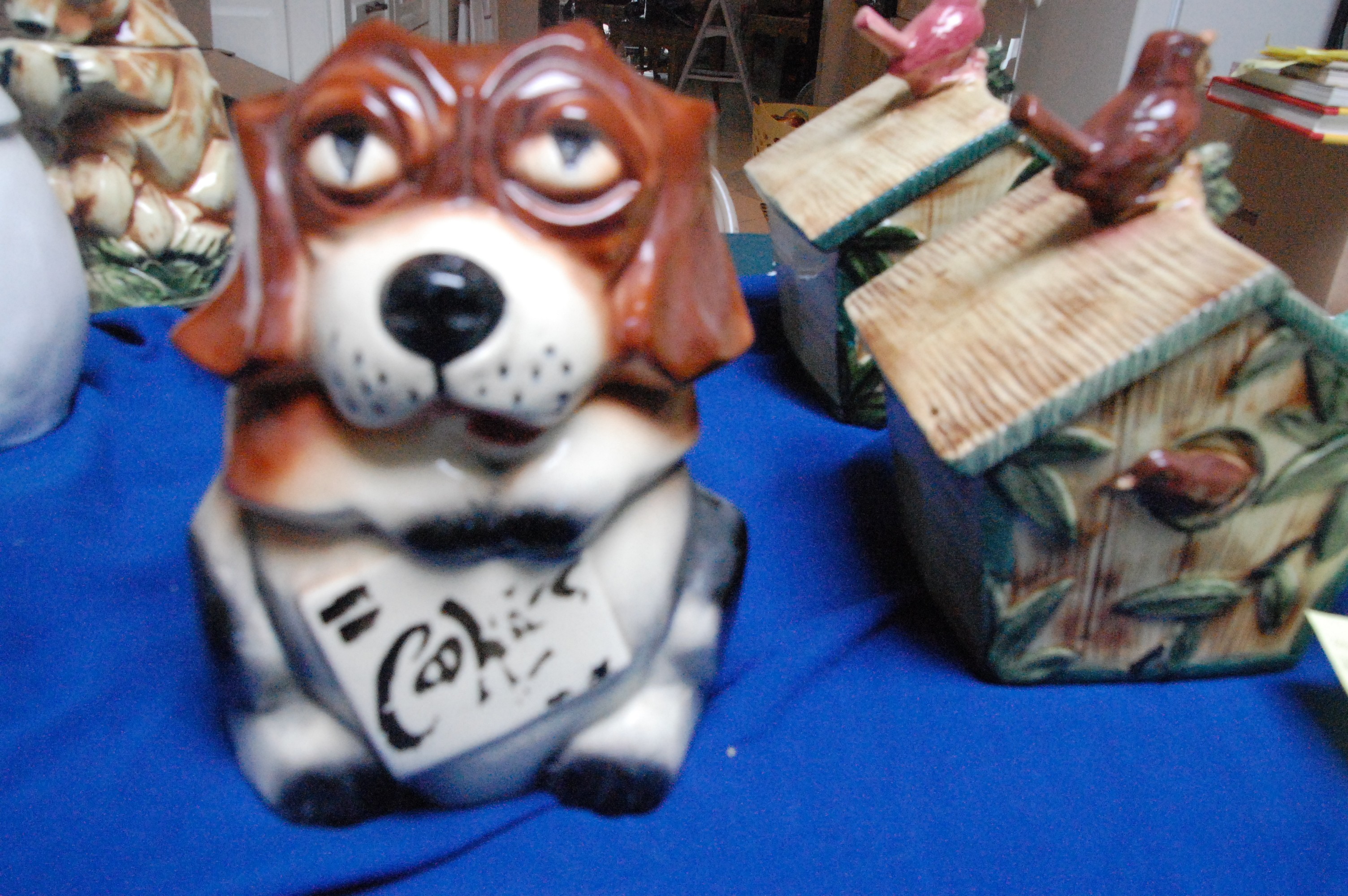 Puppy Holding a Sign Cookie Jar