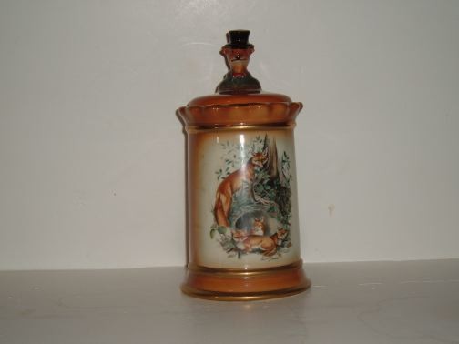 REGAL CHINA - Jim Beam w/Fox finial cookie jar