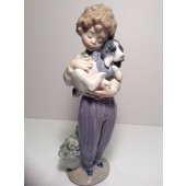 Lladro Figurine, number 7609 My Buddy, Boy with puppy